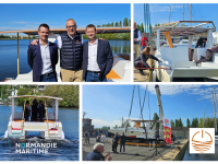 Nautisme - Mis à leau près de Caen, ce bateau fonctionne en grande partie grâce à l'énergie du soleil (Millikan)